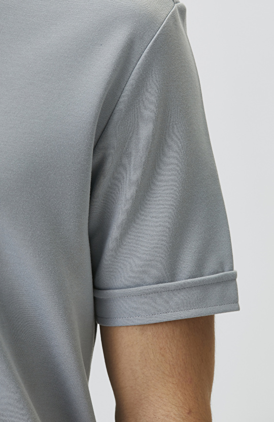 Slim Fit Light Blue Short Sleeve Knitted Shirt