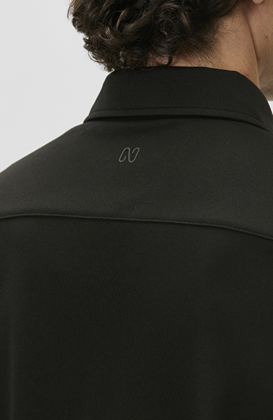 Slim Fit Black Short Sleeve Knitted Shirt