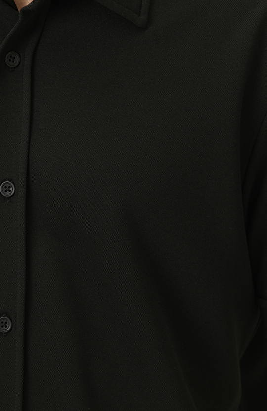 Slim Fit Black Short Sleeve Knitted Shirt