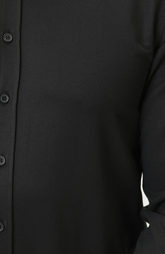 Slim Fit Siyah Diyagonal Cotton Gömlek