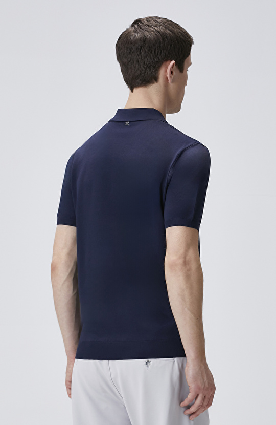 Lacivert Polo Yaka Kısa Kol Rayon Kazak