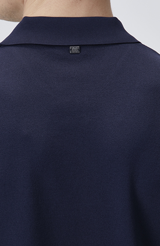 Lacivert Polo Yaka Kısa Kol Rayon Kazak