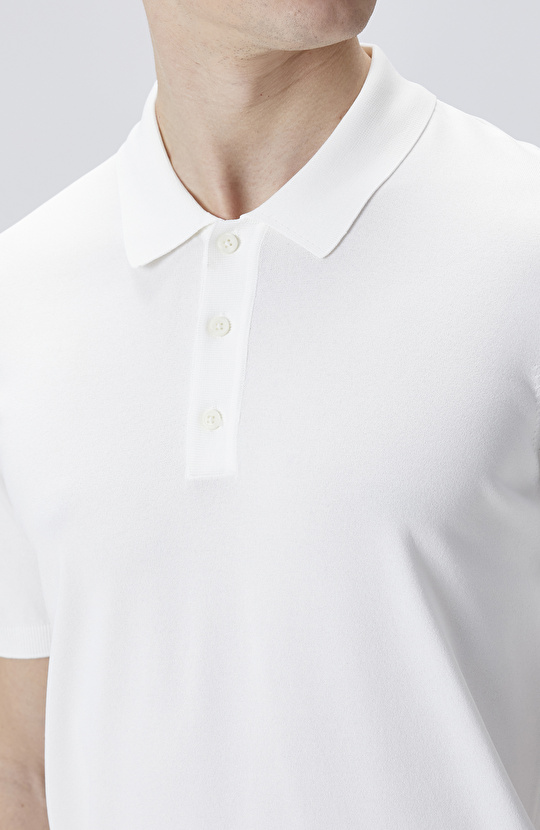 Ekru Polo Yaka Kısa Kol Rayon Kazak