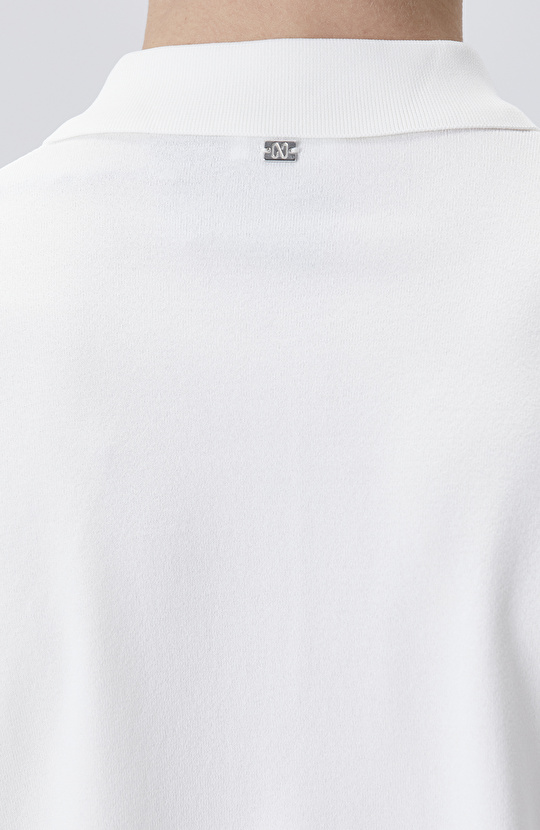 Ekru Polo Yaka Kısa Kol Rayon Kazak