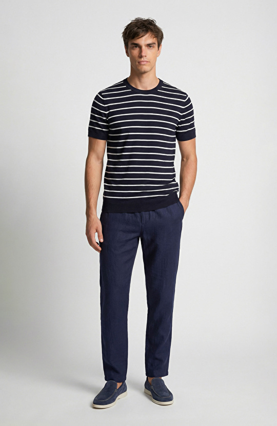 Lacivert Marin Desenli Kazak