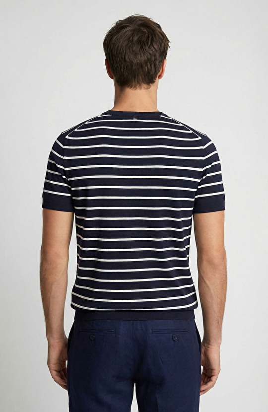 Lacivert Marin Desenli Kazak