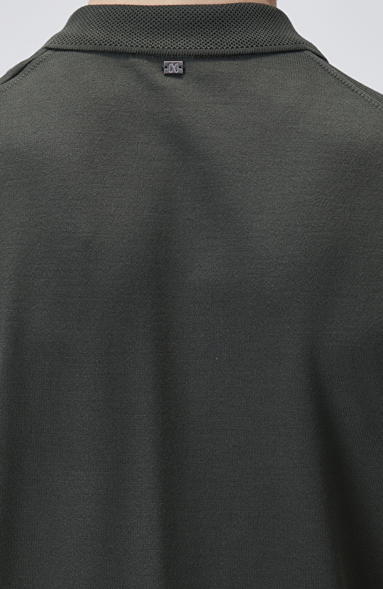 Haki Polo Gizli Patlı Fermuarlı Kazak