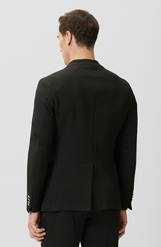 Siyah Diyagonal Örme Ceket