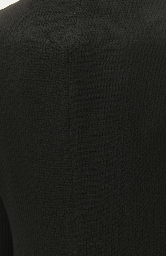Slim Fit Siyah Mono Yaka Gofreli Örme Ceket
