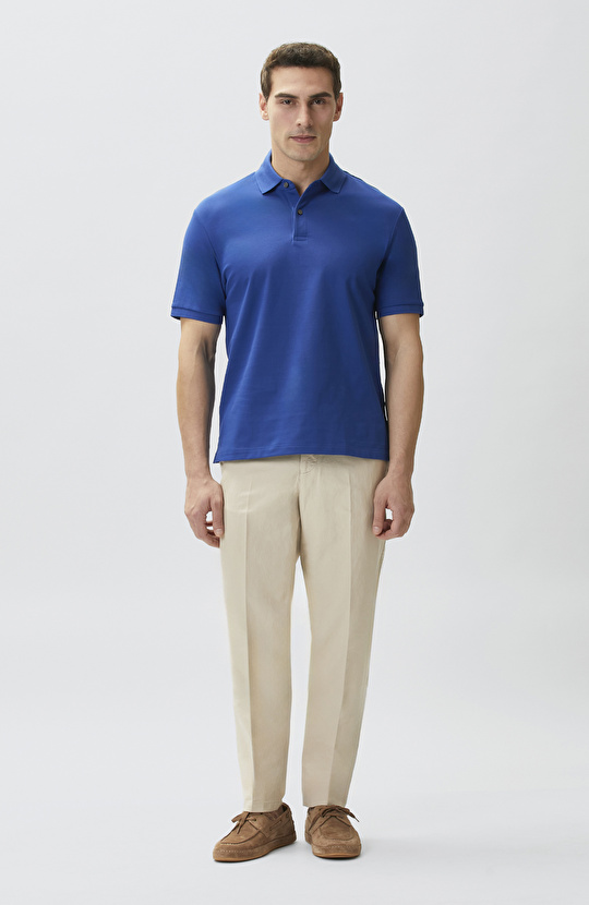 Stone Pleated Linen Blend Chino Casual Trousers