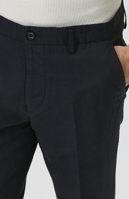Lacivert Pileli Chino Casual Pantolon