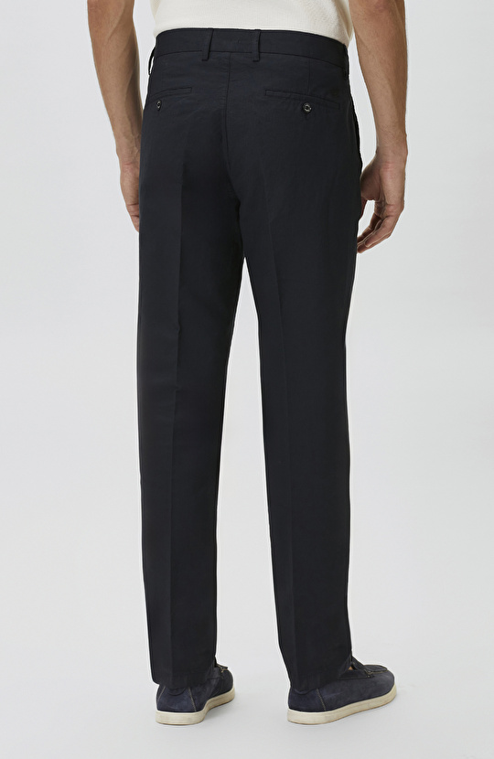 Lacivert Pileli Chino Casual Pantolon