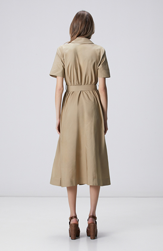 Bej Midi Elbise
