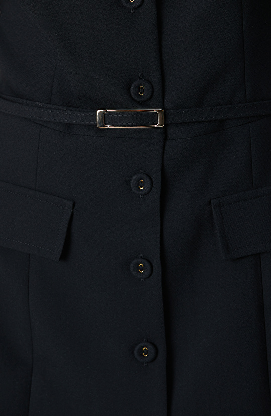 Siyah Düğmeli Mini Elbise