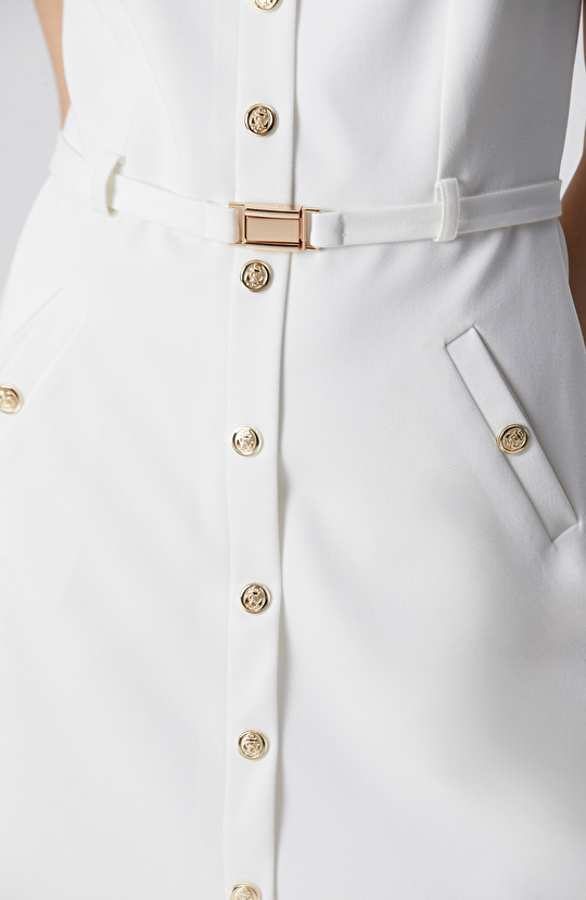 Kırık Beyaz Mini Elbise