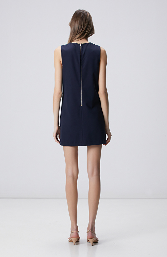 Navy Blue Gold Accessory Mini Dress