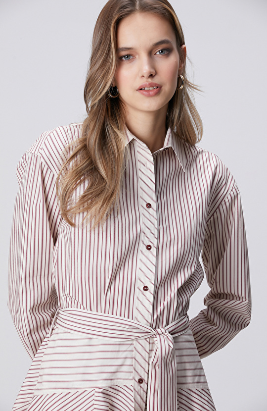 N-Green Cherry Stripe Patterned Mini Dress