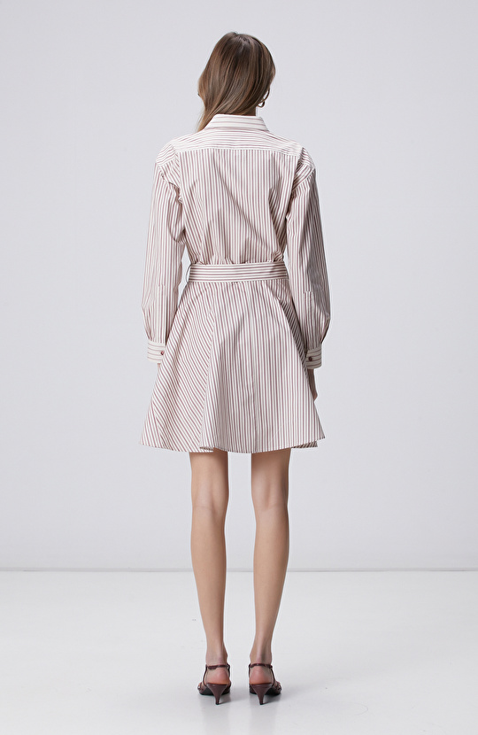 N-Green Cherry Stripe Patterned Mini Dress