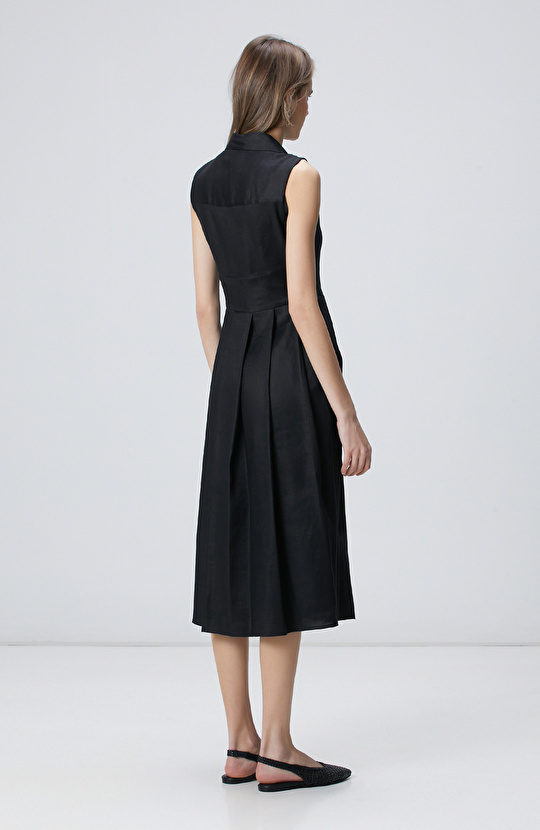 Off-White Linen Midi Dress