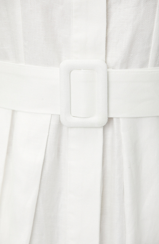 Ecru Linen Midi Dress