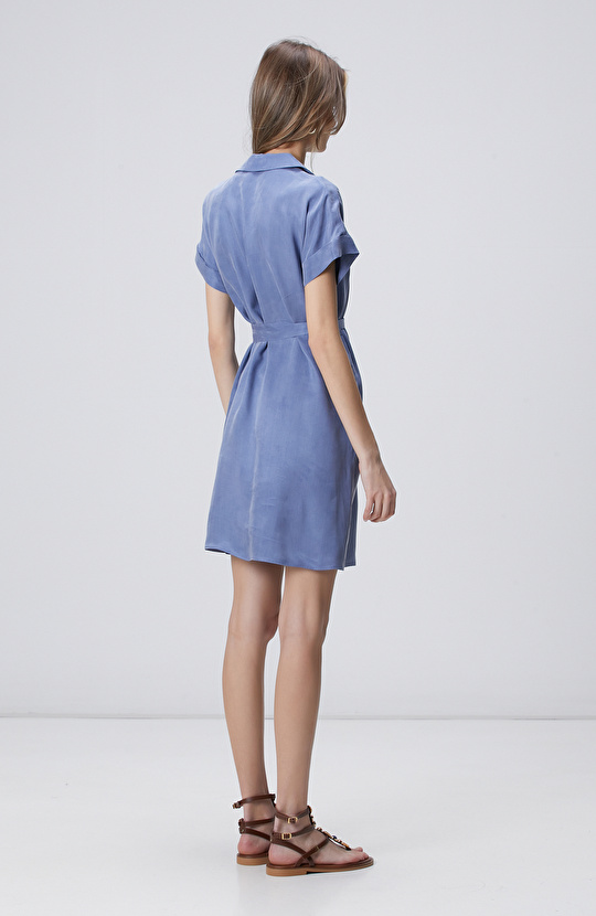Mavi Mini Cupro Elbise