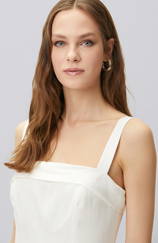 White Linen Midi Dress