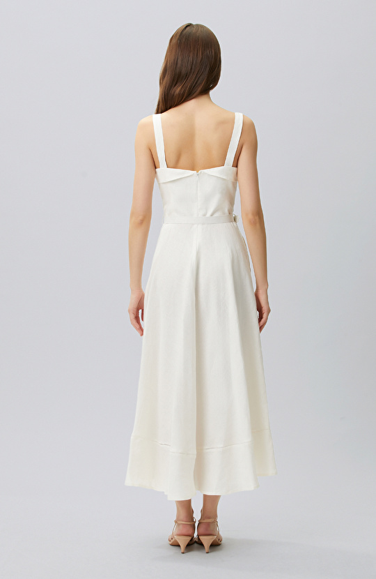 White Linen Midi Dress