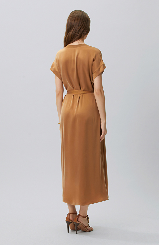 Camel Cupro Maxi Dress