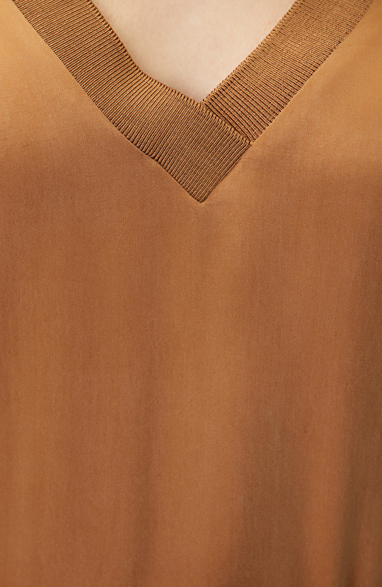 Camel Cupro Maxi Dress