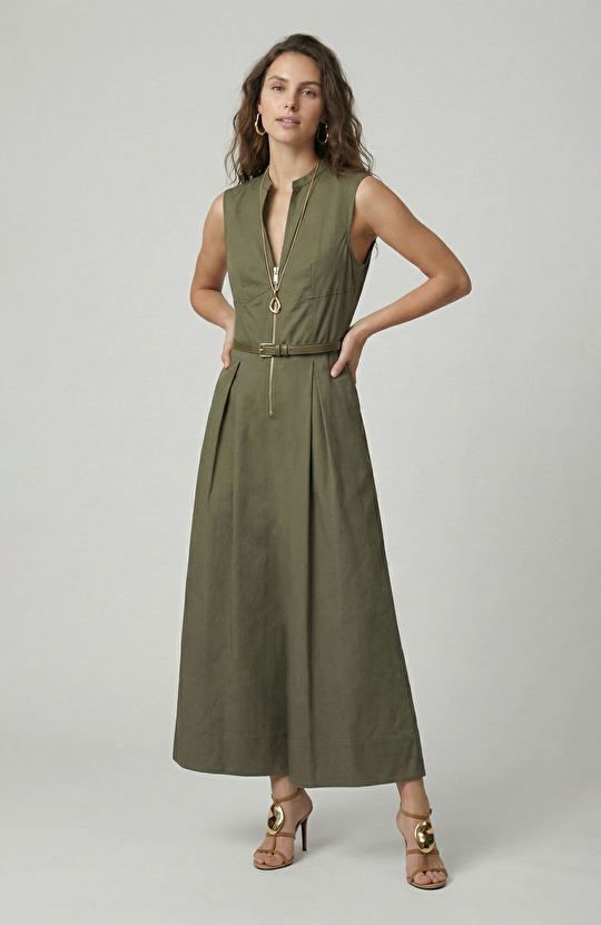 Haki Midi Elbise