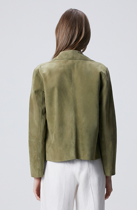 Açık Haki Süet Mont