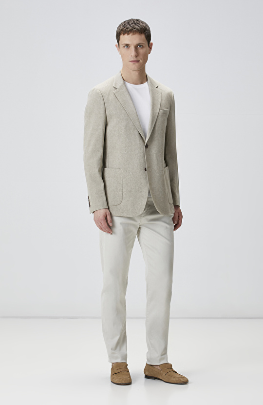 Bej Yün Karışımlı Ceket