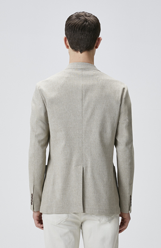 Bej Yün Karışımlı Ceket