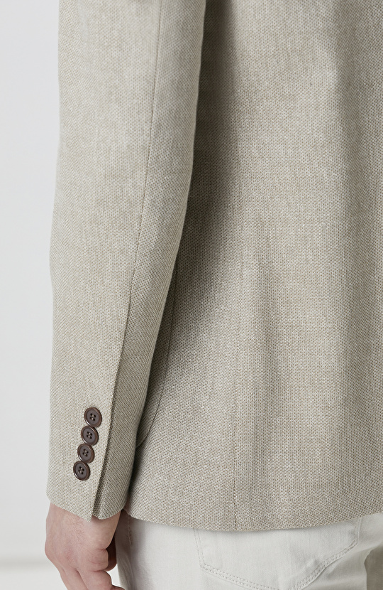 Bej Yün Karışımlı Ceket