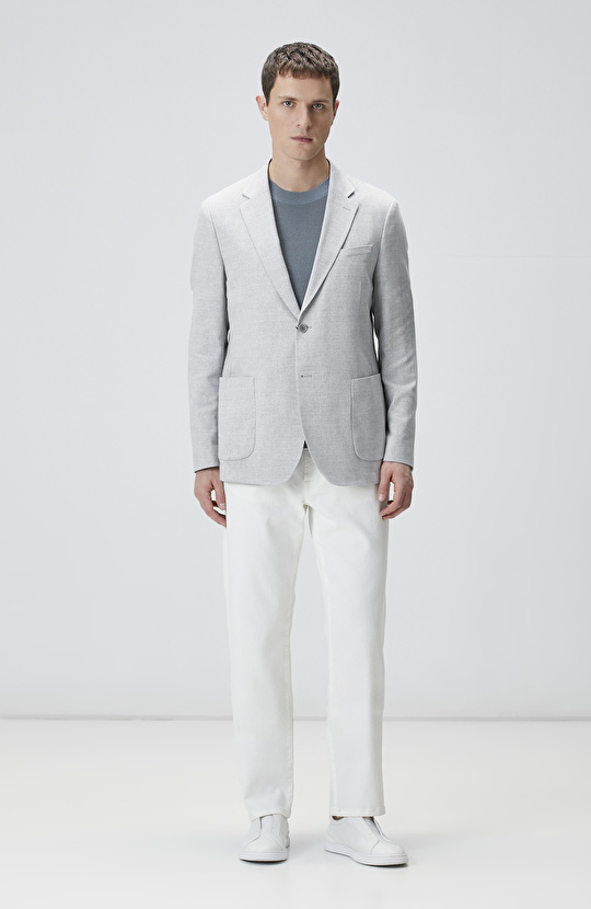 Gri Yün Karışımlı Ceket