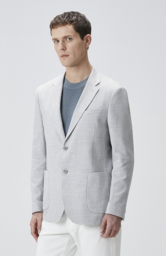 Gri Yün Karışımlı Ceket