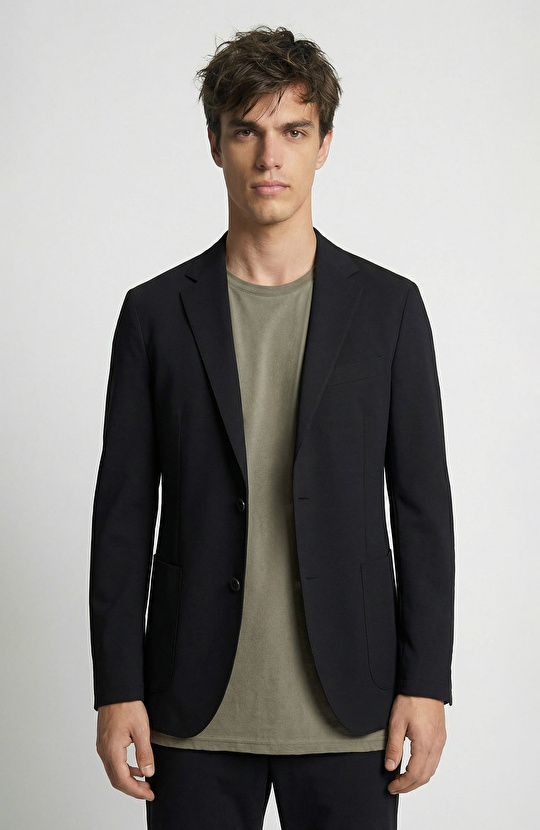 Siyah Armürlü Bağcıklı Takım Elbise