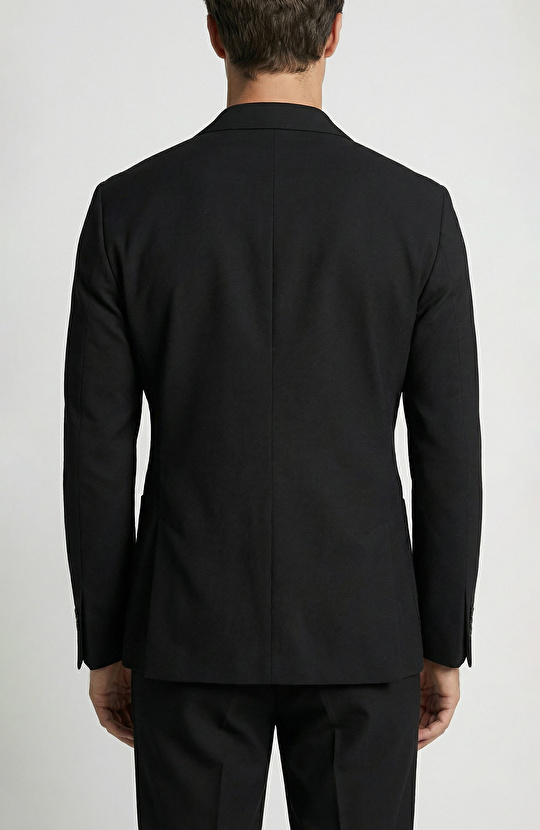 Siyah Armürlü Bağcıklı Takım Elbise