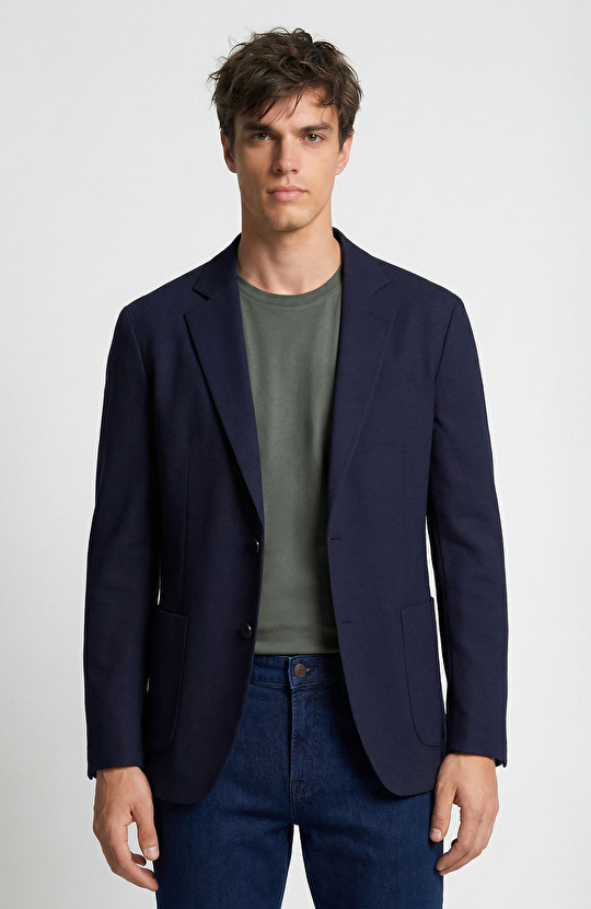 Lacivert Armürlü Ceket