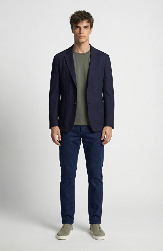 Lacivert Armürlü Ceket