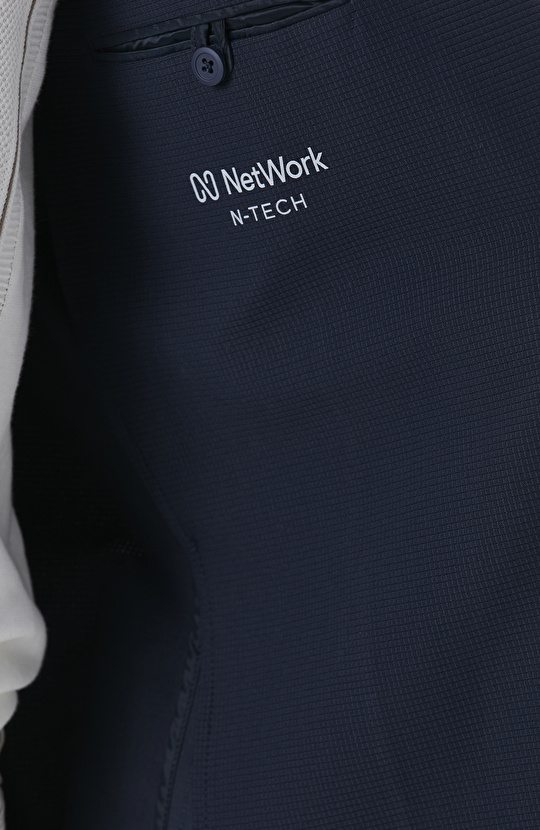 Lacivert Jakarlı Örme Ceket