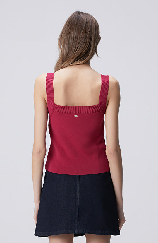 Vişne Örgü Detaylı Triko Atlet