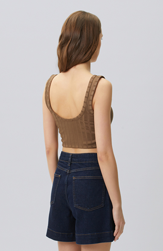 Kahverengi Örme Büstiyer