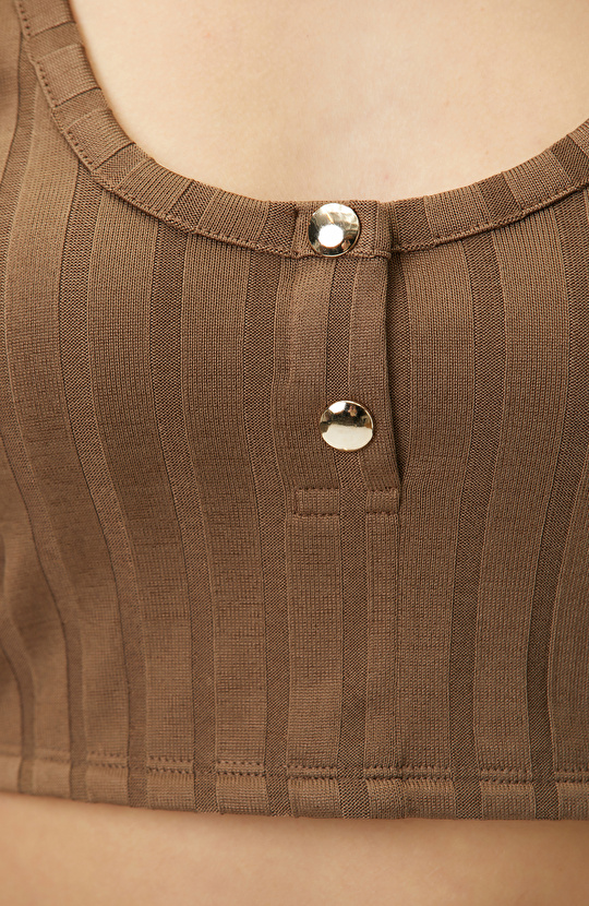 Kahverengi Örme Büstiyer