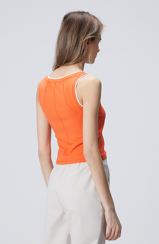 N-Tech Turuncu Çift Renk Detaylı Atlet