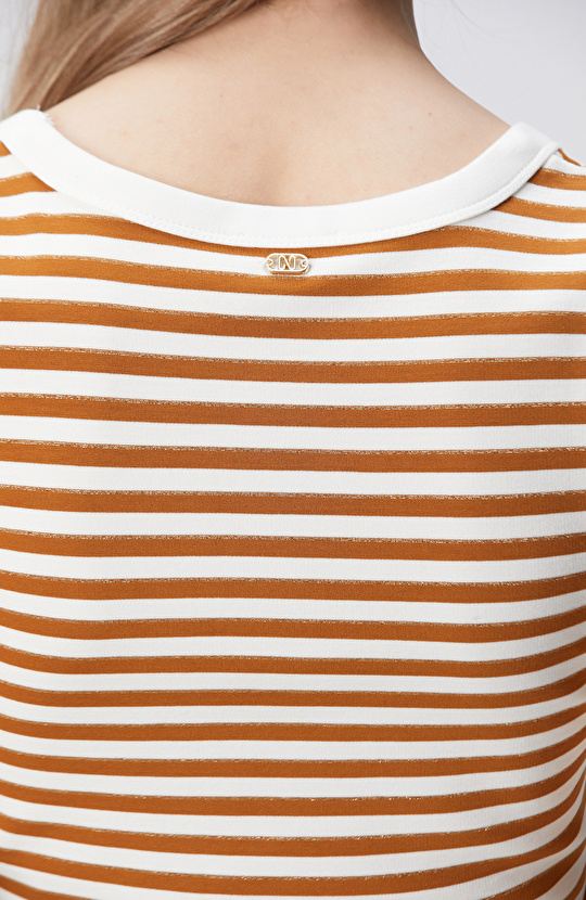 Beyaz Tütün Çizgili Örme Atlet