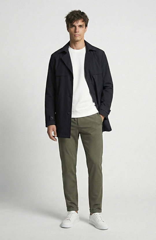 N-Tech Lacivert Su İtici Özellikli Pardösü