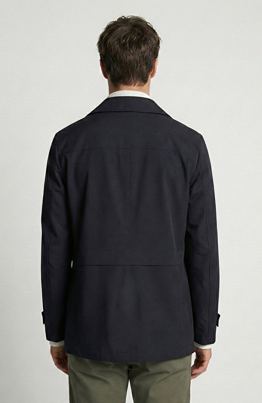 N-Tech Lacivert Su İtici Özellikli Pardösü