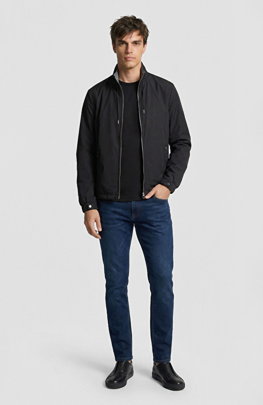 Lacivert Dik Yaka Mont