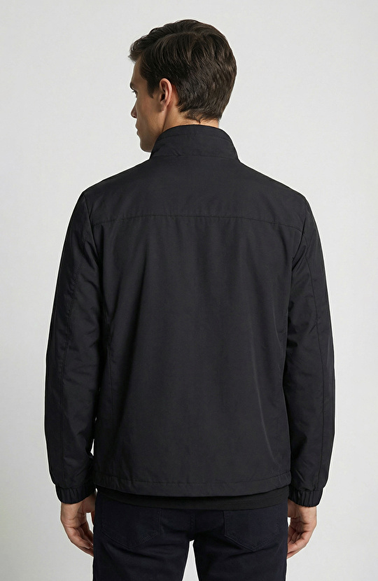 Lacivert Dik Yaka Mont